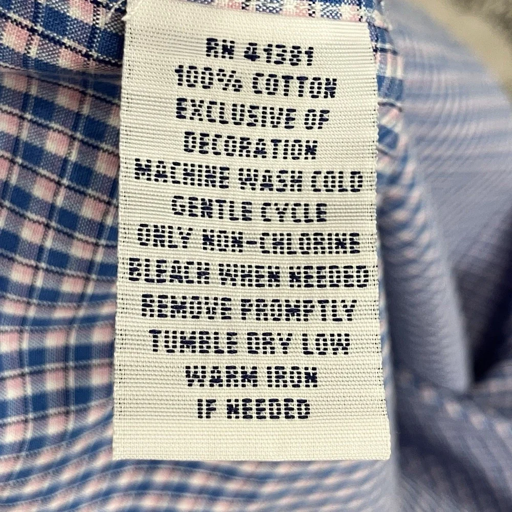 Polo Ralph‎ Lauren Custom Fit Blue Check Button Down Shirt Men's M